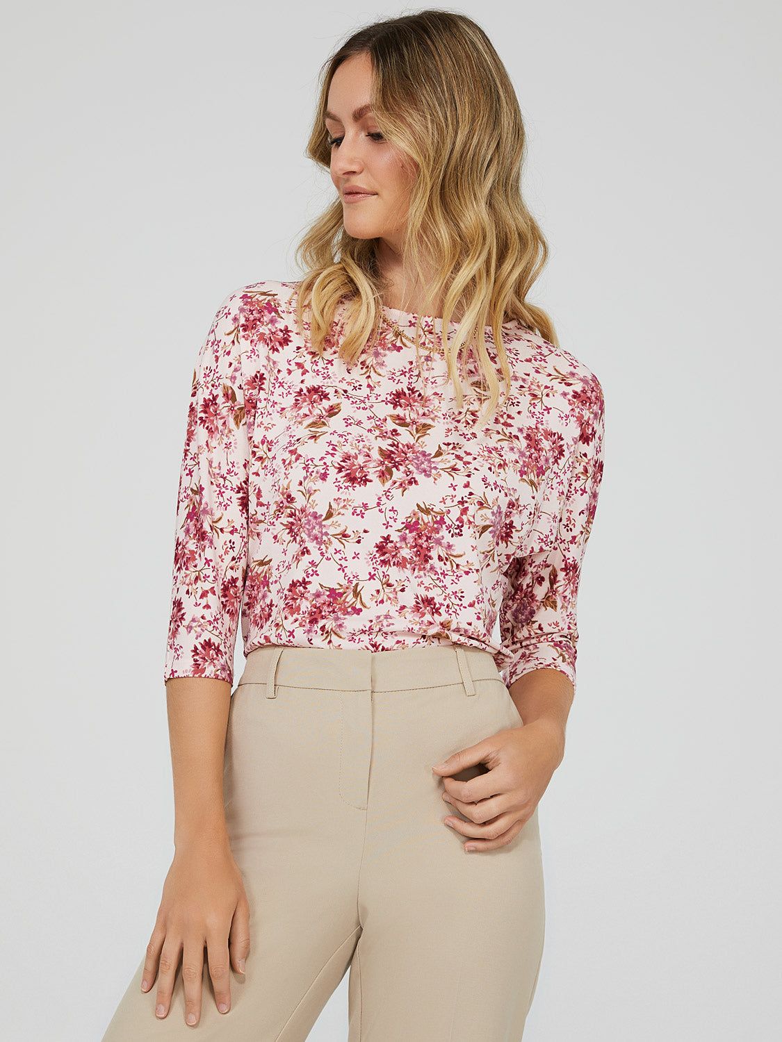 Floral Print 3/4 Dolman Sleeve Top sold by Suzy Shier product image thumbnail 2