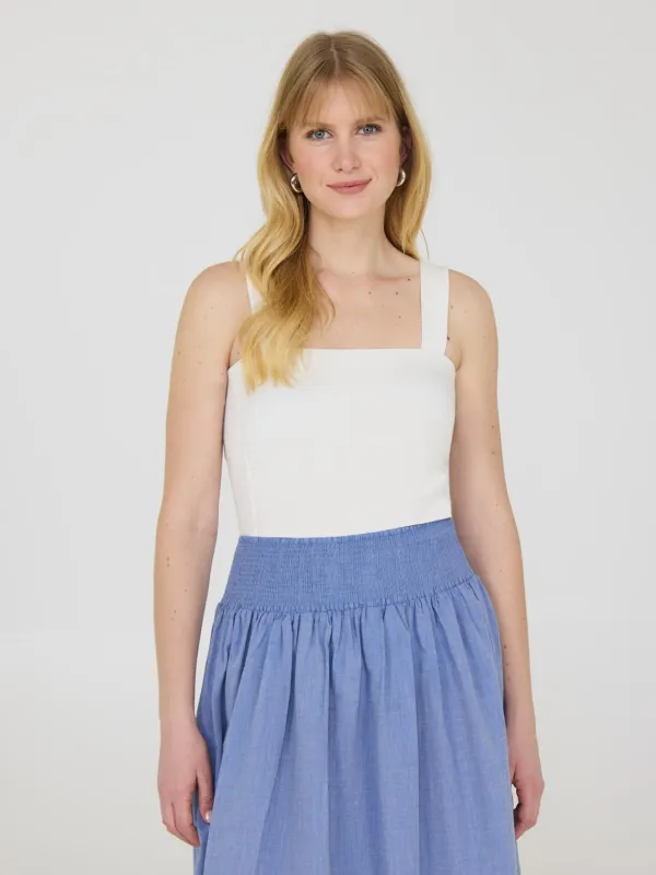 Thick Strap Shirred Tank Top sold by Suzy Shier