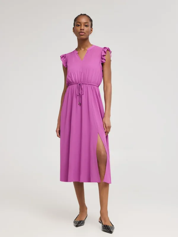 Sleeveless Split Neck Chiffon Midi Dress sold by Suzy Shier