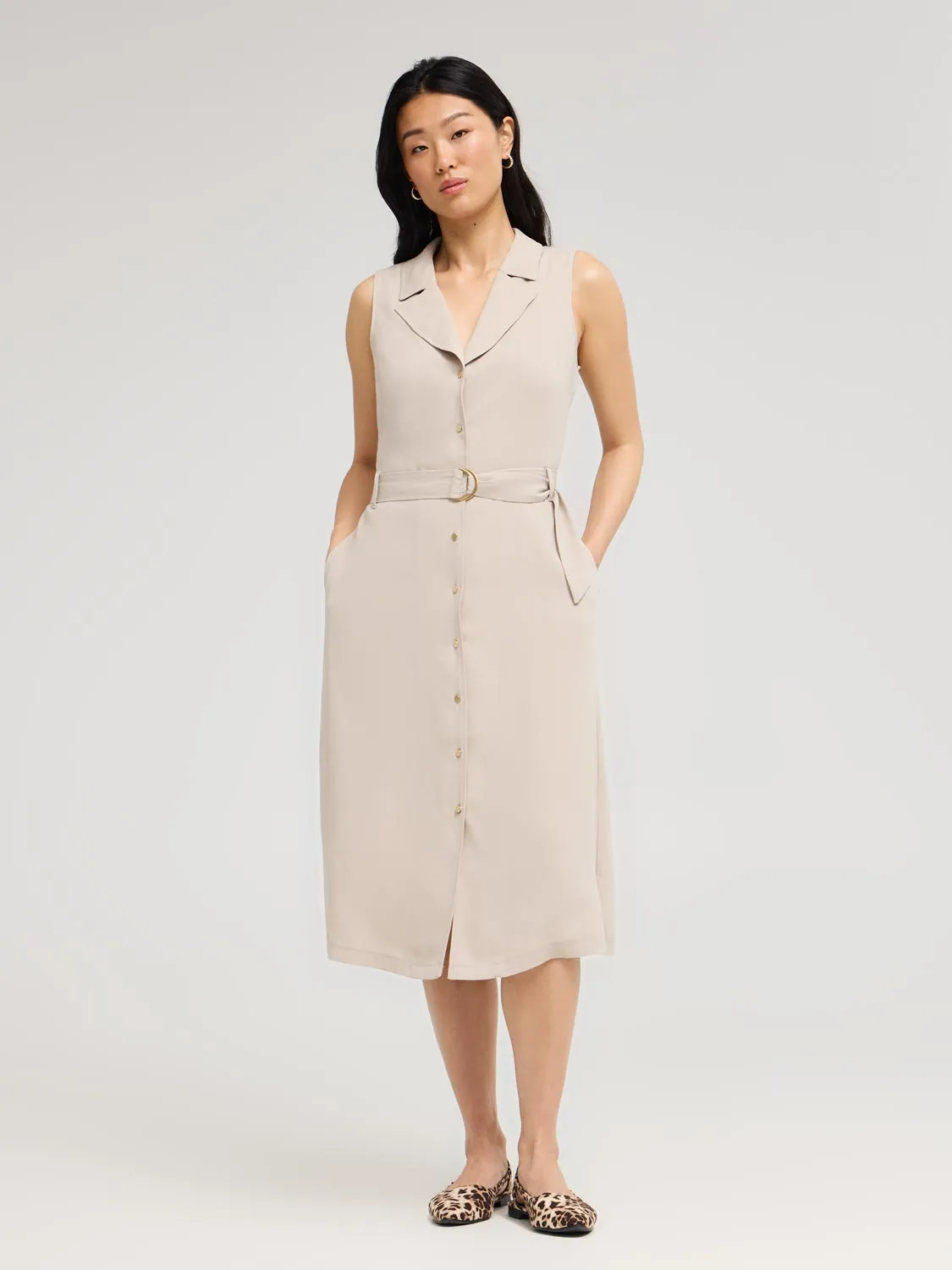 Sleeveless Midi Shirt Dress sold by Suzy Shier