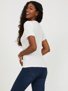Square Neck Puff Sleeve Top sold by Suzy Shier