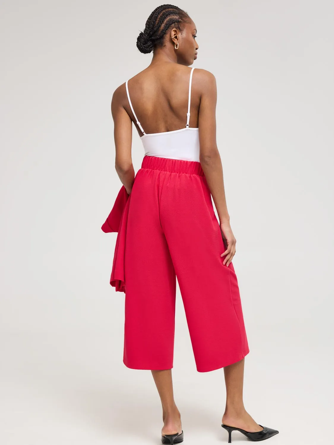 Wide-Leg Gaucho Pants With Button Details sold by Suzy Shier product image thumbnail 4