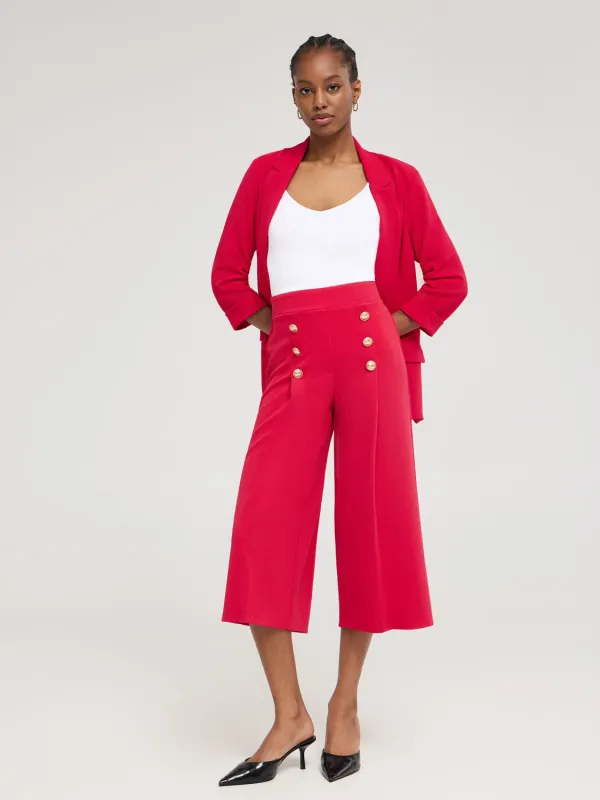 Wide-Leg Gaucho Pants With Button Details sold by Suzy Shier
