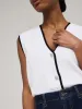Contrast Piping Button-Front Sweater Vest sold by Suzy Shier