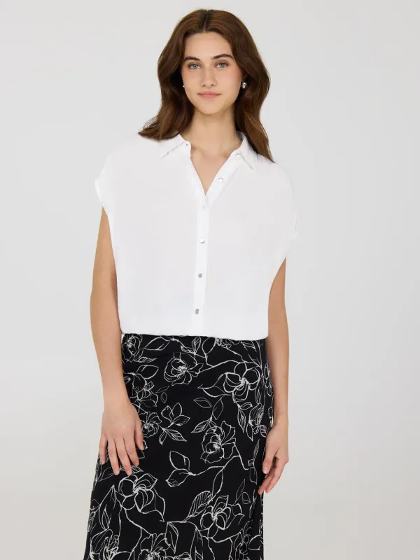 Cap Sleeve Elastic Hem Blouse sold by Suzy Shier
