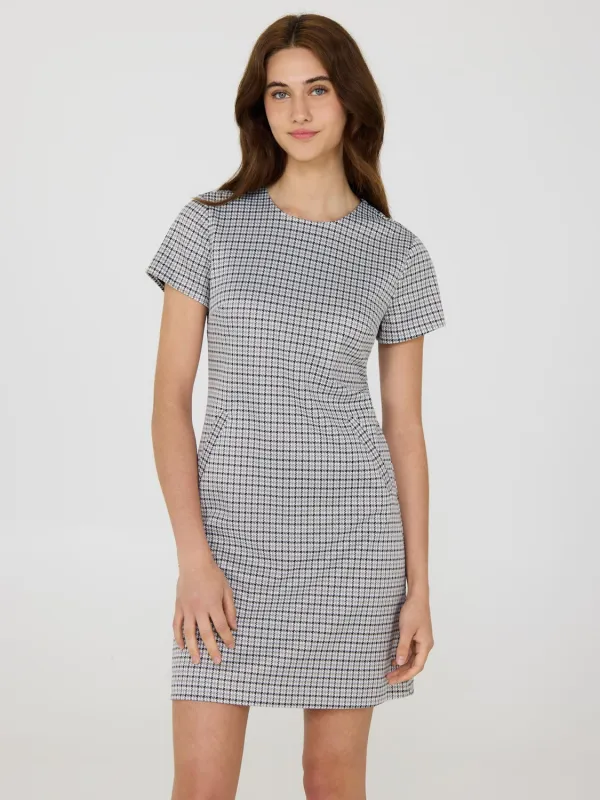 Houndstooth Short Sleeve Mini Dress sold by Suzy Shier