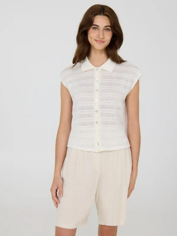 Pointelle Sleeveless Blouse sold by Suzy Shier