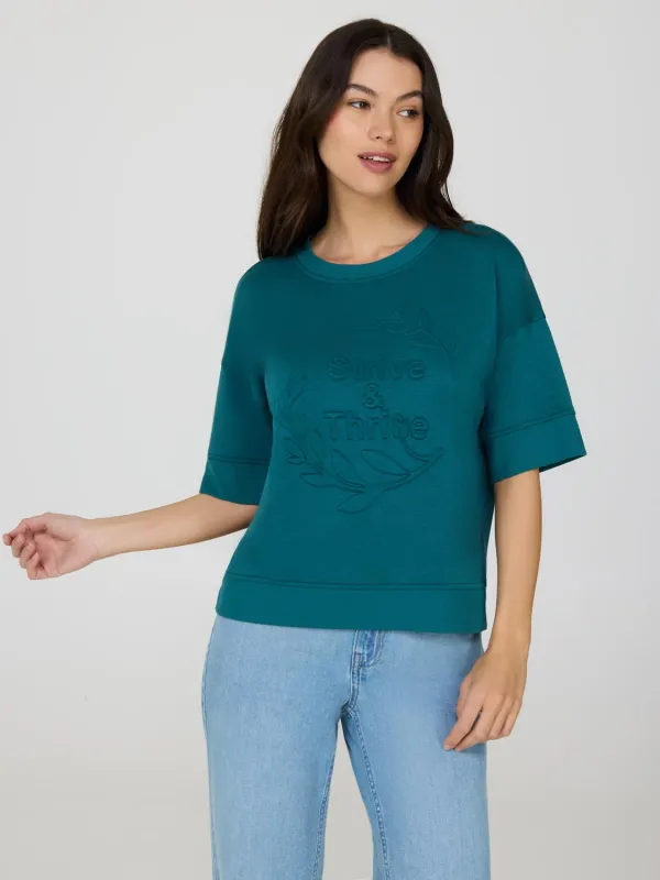 Cloud Fleece Short Drop Shoulder Embossed Sweatshirt sold by Suzy Shier