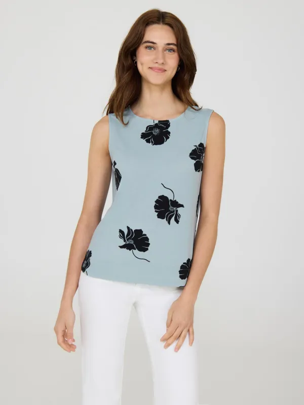 Sleeveless Floral Crepe Shell Top sold by Suzy Shier