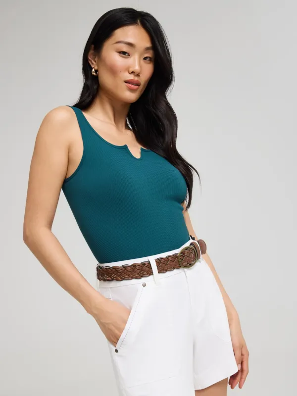 Notch Neck Ribbed Tank Top sold by Suzy Shier