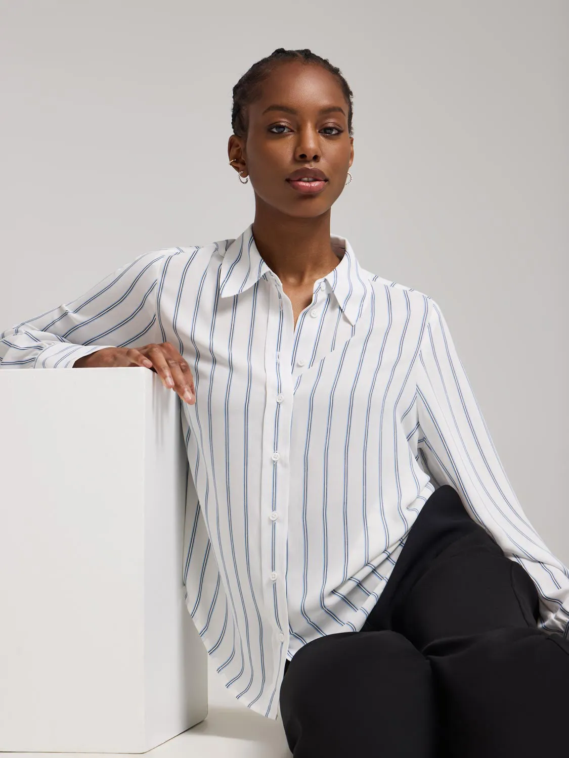 Striped Chiffon Blouse sold by Suzy Shier product image thumbnail 2