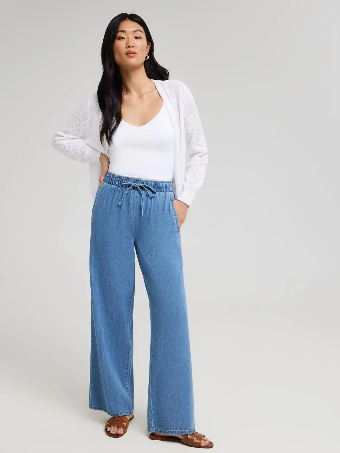 Denim Wide-Leg Pants sold by Suzy Shier