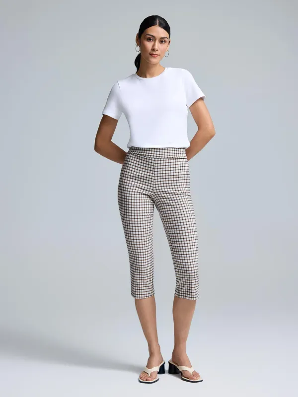 Plaid Wide Waistband Capri Pants sold by Suzy Shier