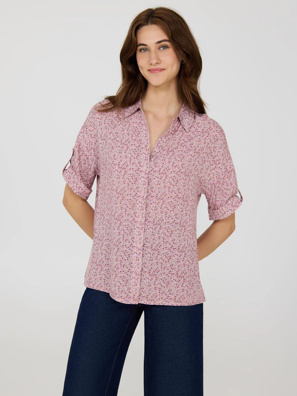Ditsy Print Short Sleeve Blouse sold by Suzy Shier product image thumbnail 2
