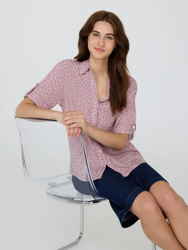 Ditsy Print Short Sleeve Blouse sold by Suzy Shier