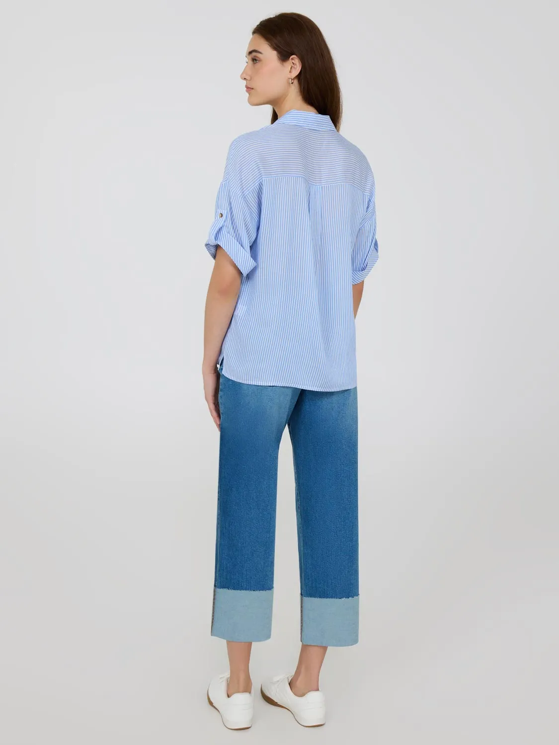 Striped Short Sleeve Blouse sold by Suzy Shier product image thumbnail 5