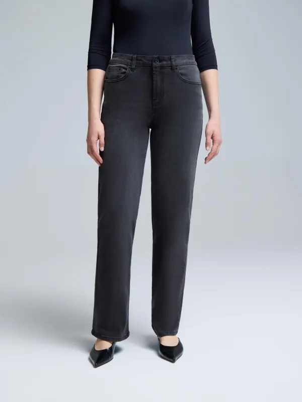 Grey Denim Straight-Leg Jeans sold by Suzy Shier