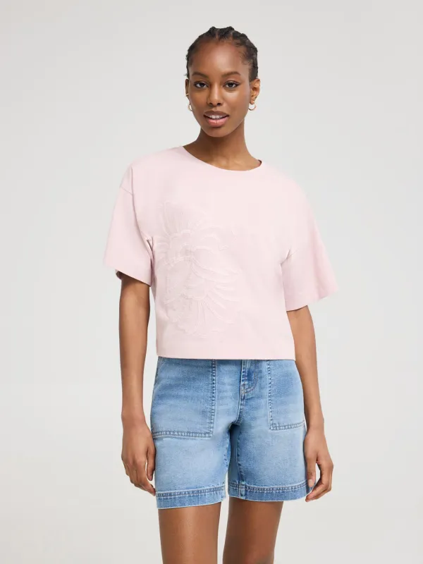 Flower Embroidered T-Shirt sold by Suzy Shier