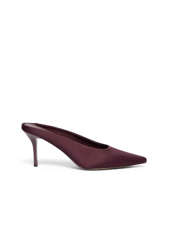 Pointed-Toe Satin High-Heel Mule sold by Suzy Shier