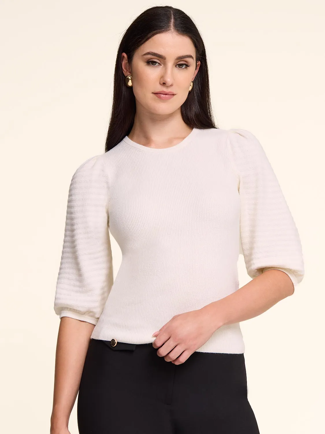 Puff Sleeve Sweater With Bows sold by Suzy Shier product image thumbnail 2