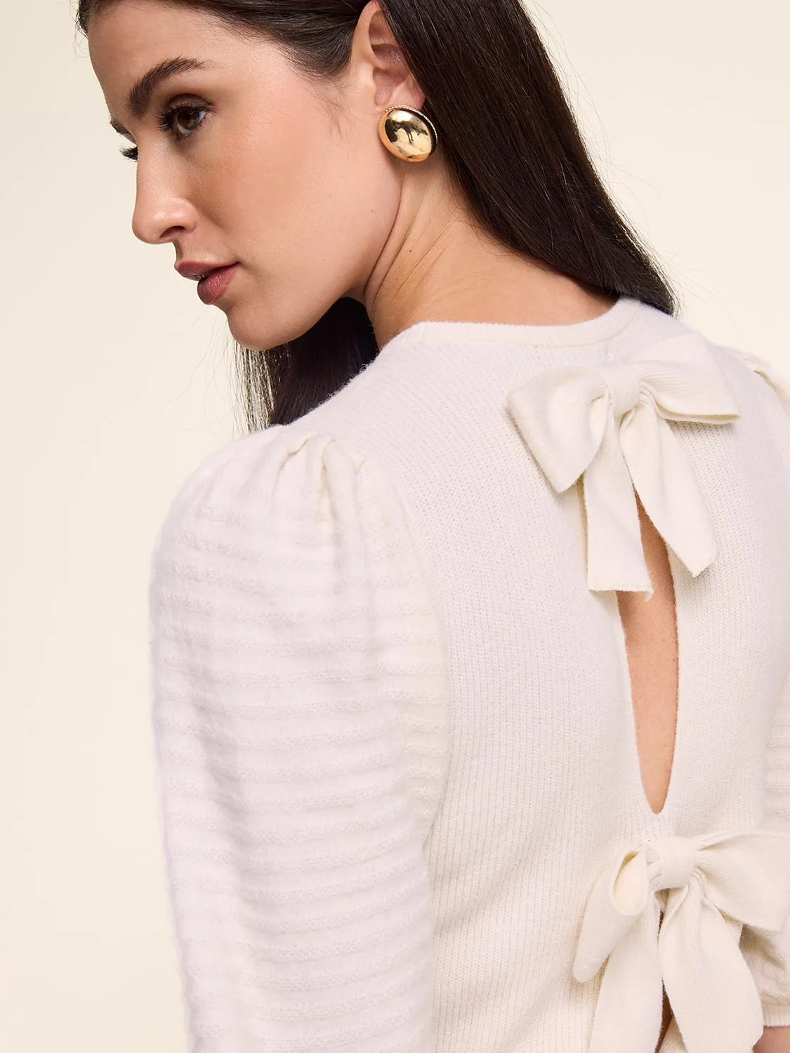 Puff Sleeve Sweater With Bows sold by Suzy Shier product image thumbnail 5