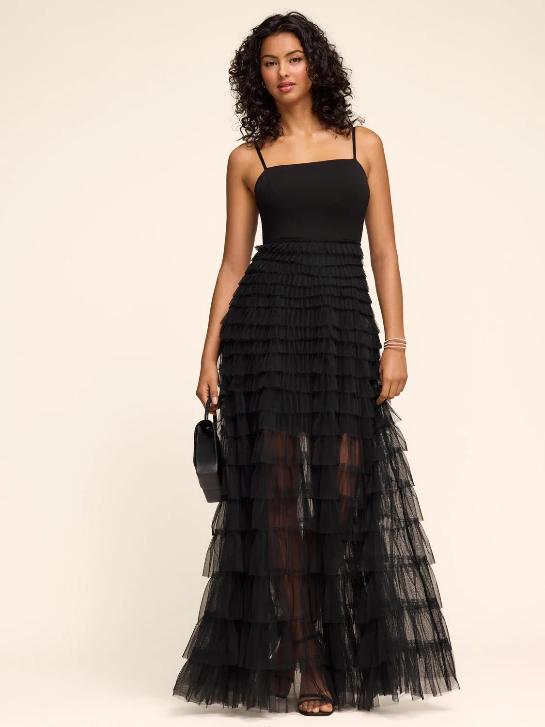 Tiered Gown With Tulle Skirt sold by Suzy Shier product image thumbnail 5