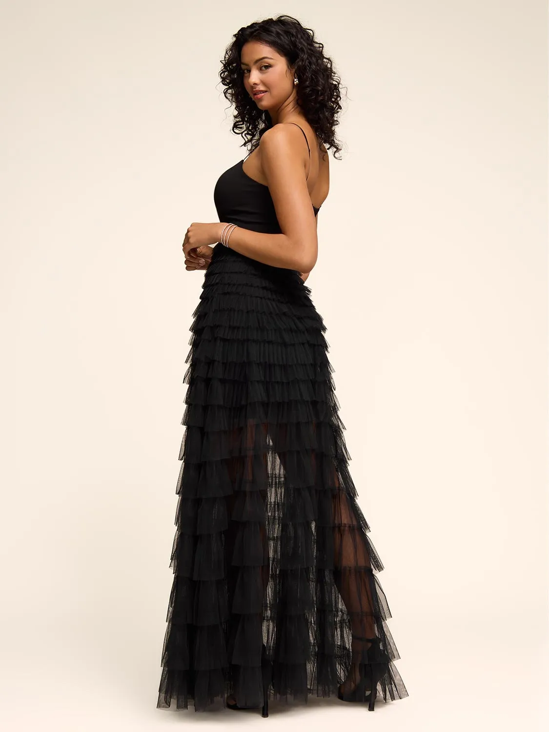 Tiered Gown With Tulle Skirt sold by Suzy Shier product image thumbnail 4