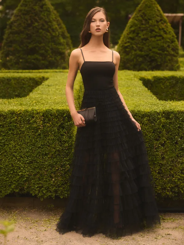 Tiered Gown With Tulle Skirt sold by Suzy Shier