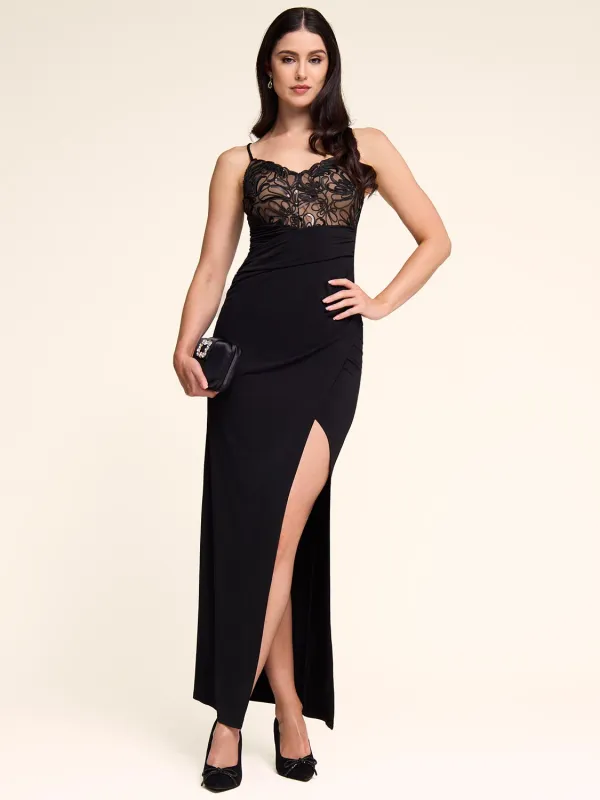 V-Neck Gown With Sequin & Embroidery sold by Suzy Shier
