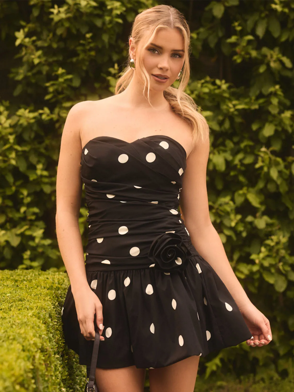 Polka Dot Mini Dress With Bubble Hem sold by Suzy Shier