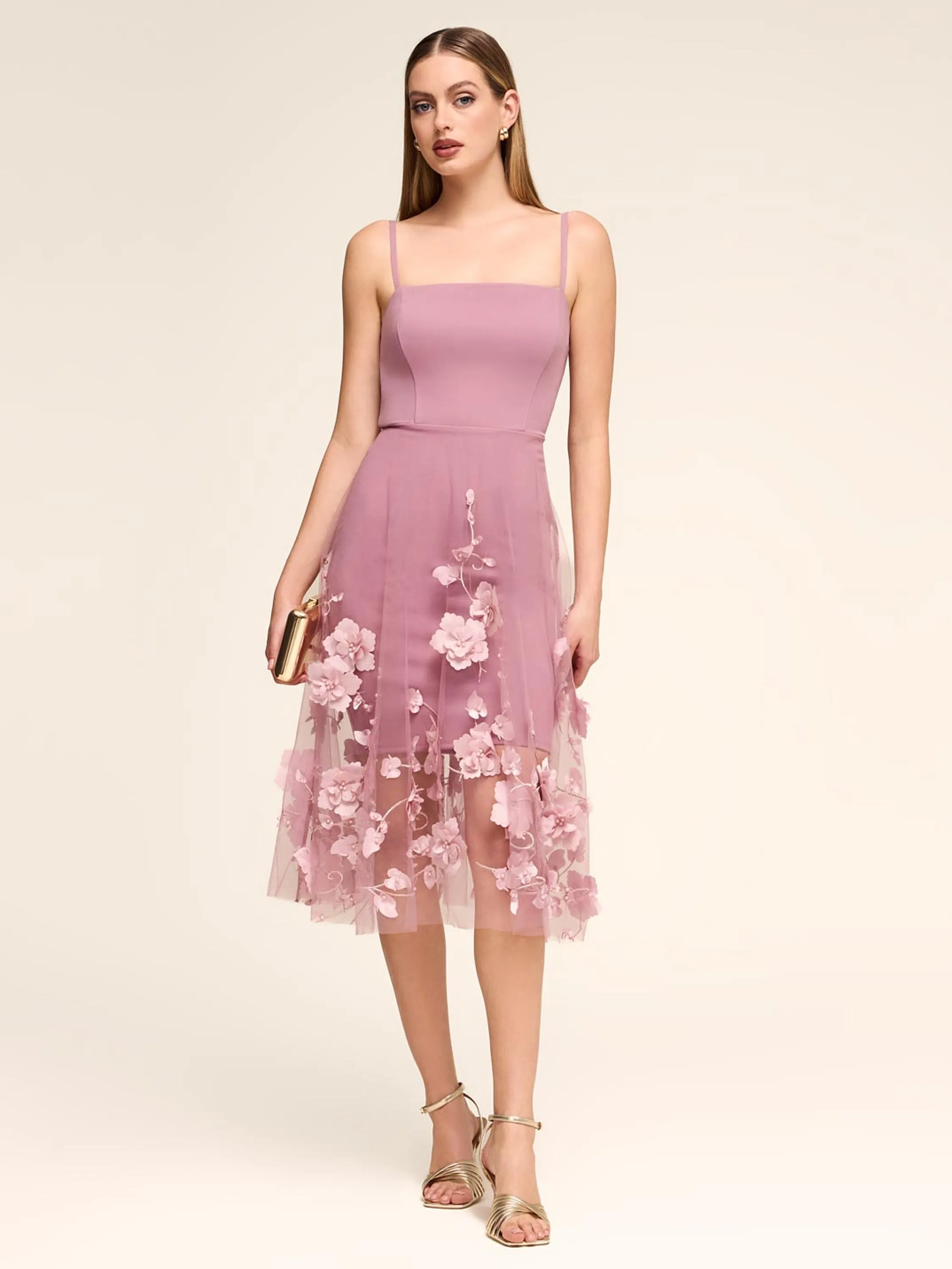 Fit & Flare Midi Dress With Flower Appliqués sold by Suzy Shier
