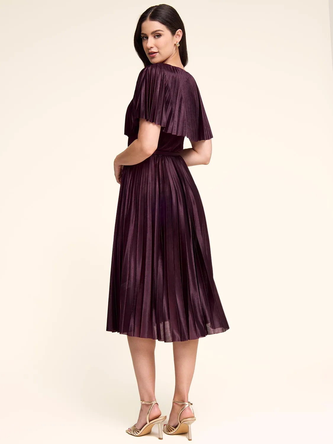 Fit & Flare Pleated Midi Dress sold by Suzy Shier product image thumbnail 5