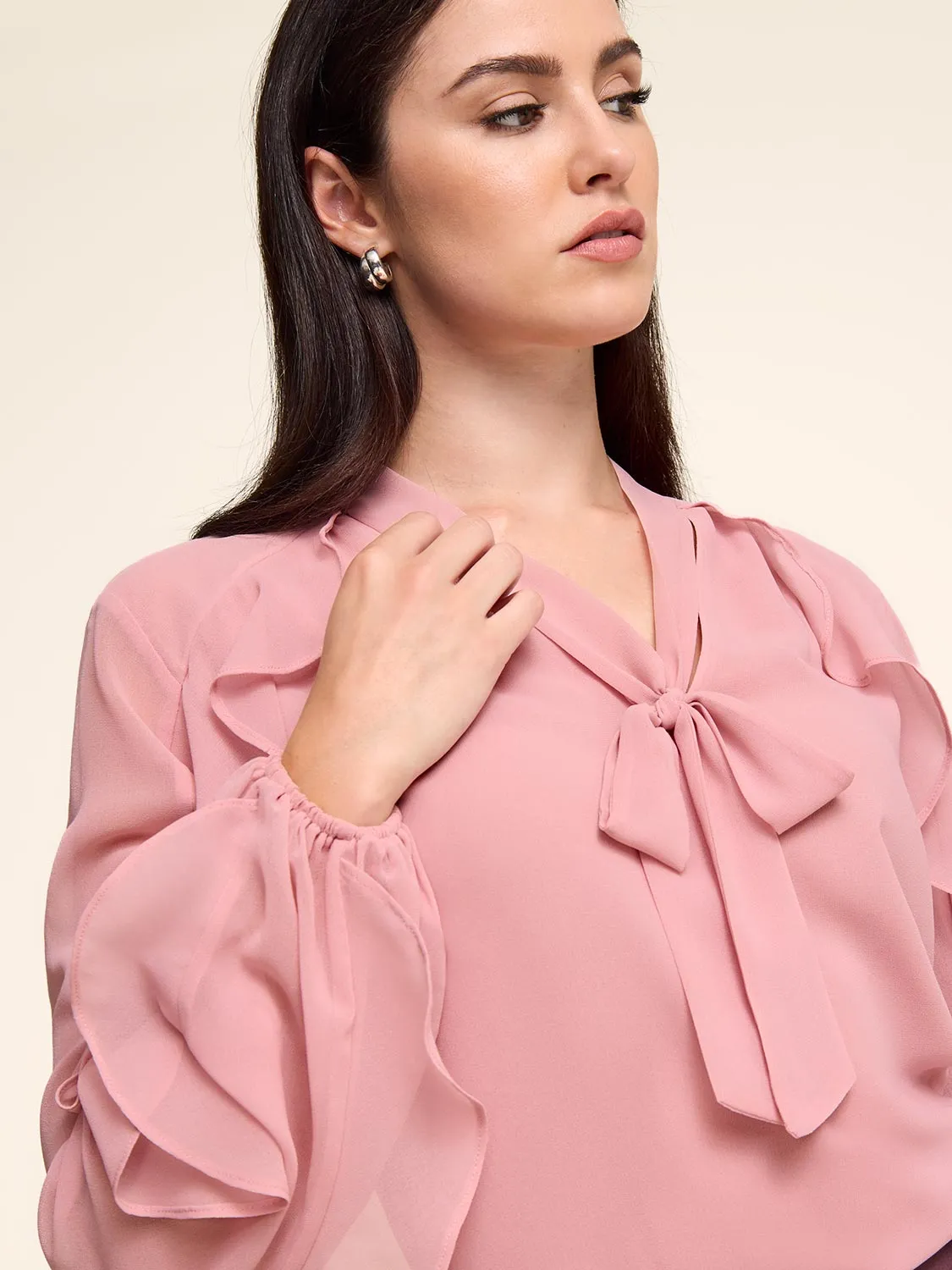 Long Ruffle Sleeve Blouse sold by Suzy Shier product image thumbnail 3