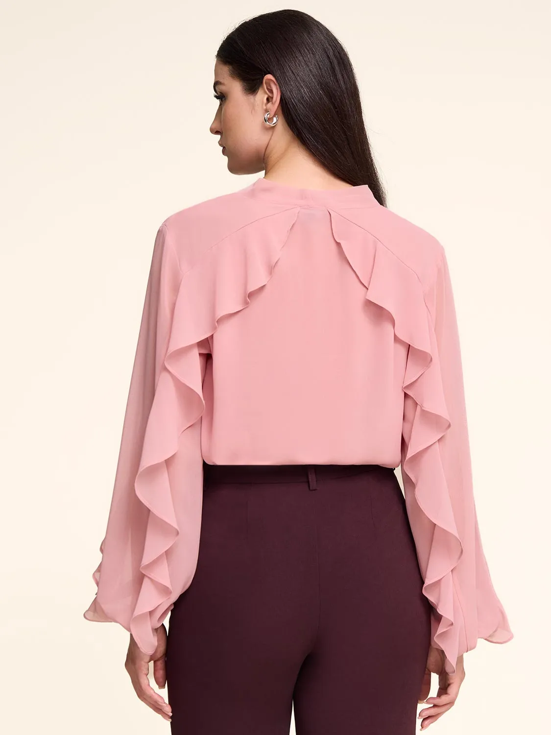 Long Ruffle Sleeve Blouse sold by Suzy Shier product image thumbnail 5