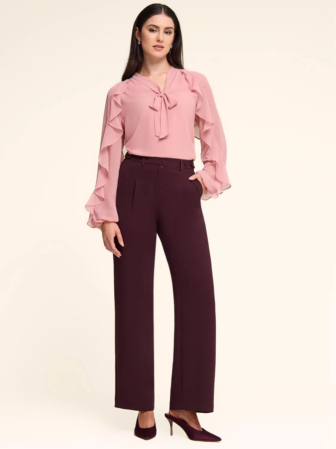 Long Ruffle Sleeve Blouse sold by Suzy Shier product image thumbnail 4