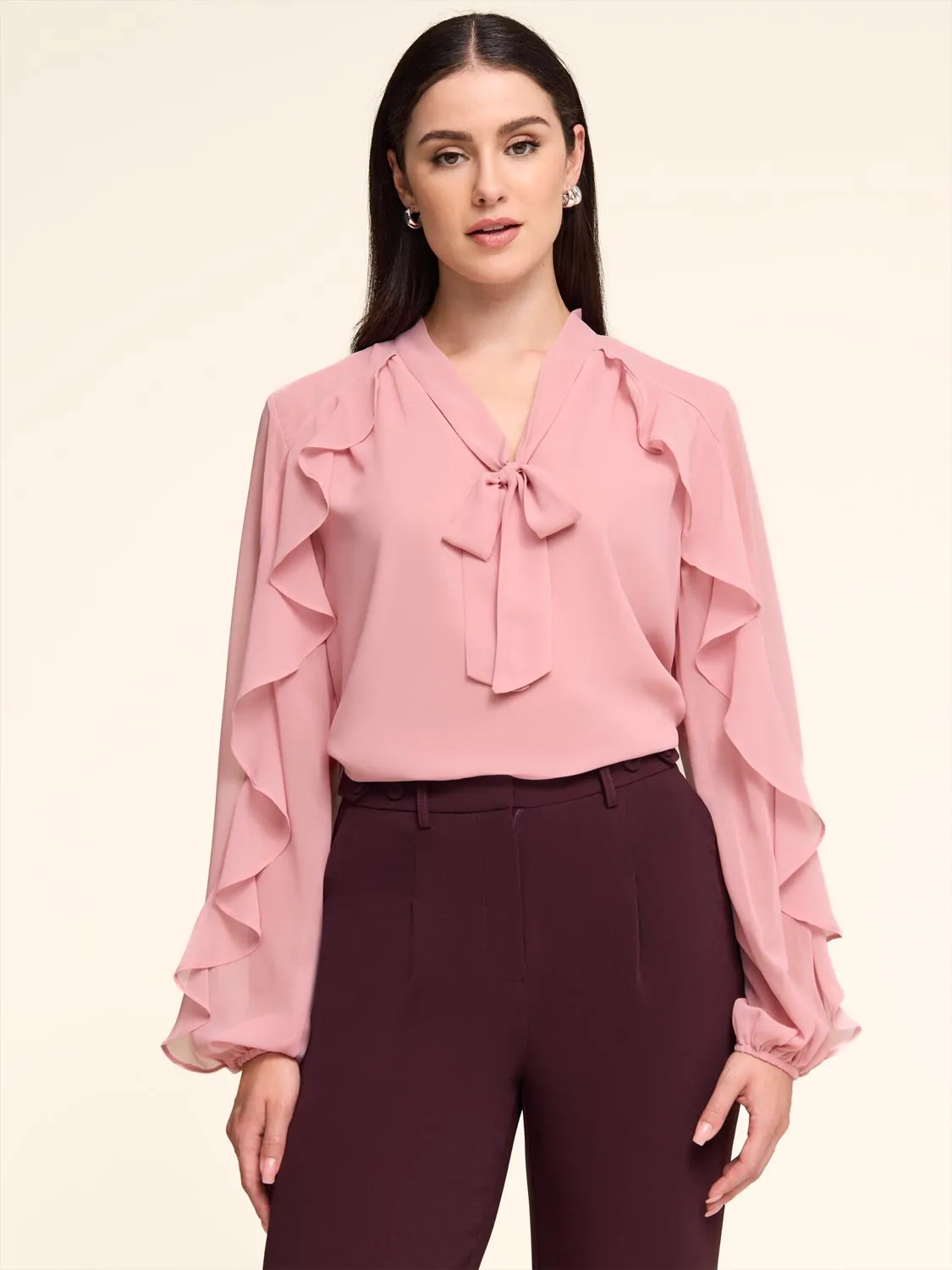 Long Ruffle Sleeve Blouse sold by Suzy Shier product image thumbnail 2