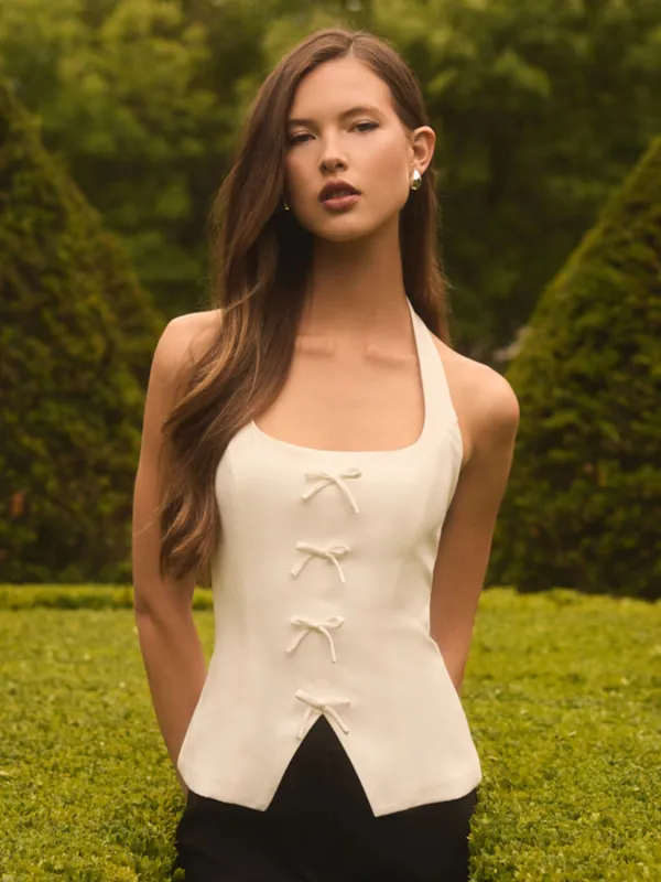 Halter Neck Top With Bows sold by Suzy Shier