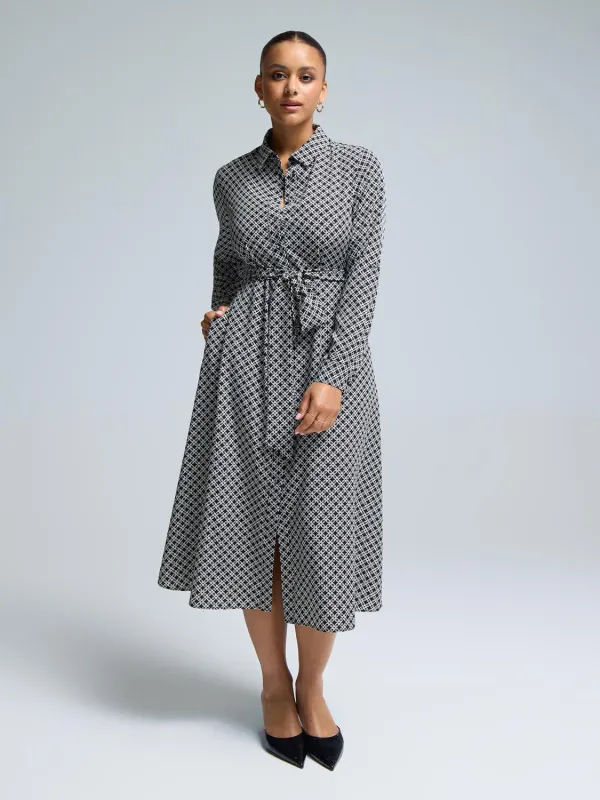 Geo Print Midi Shirt Dress sold by Suzy Shier