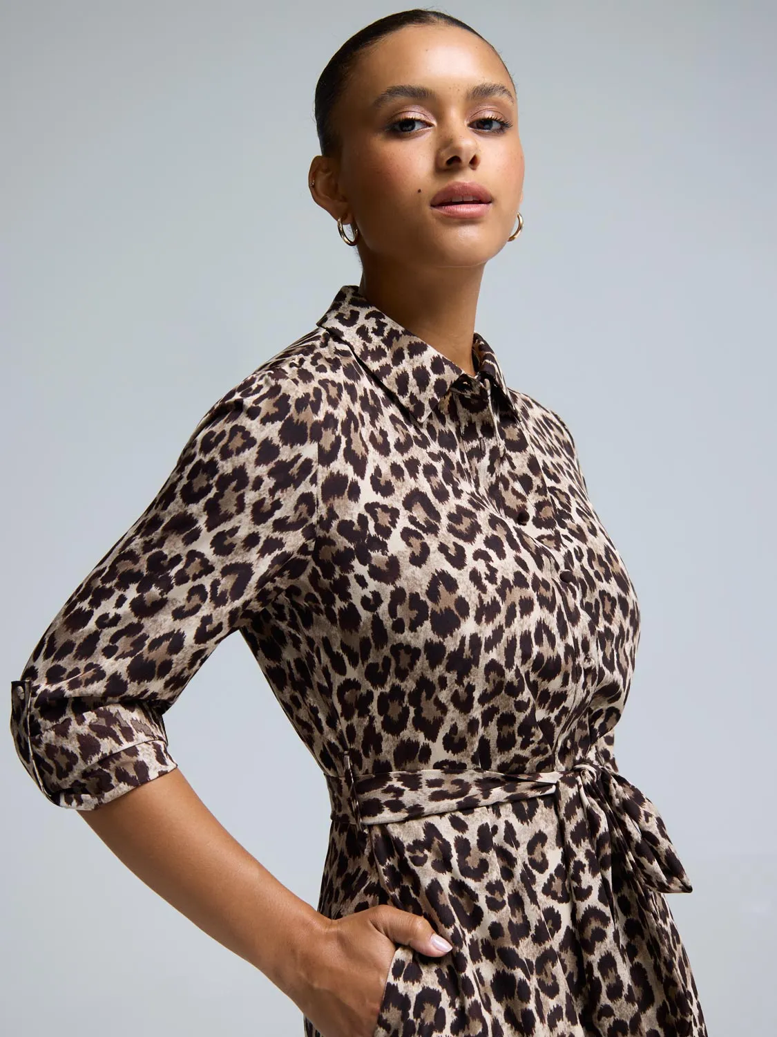 Animal Print Midi Shirt Dress sold by Suzy Shier product image thumbnail 3