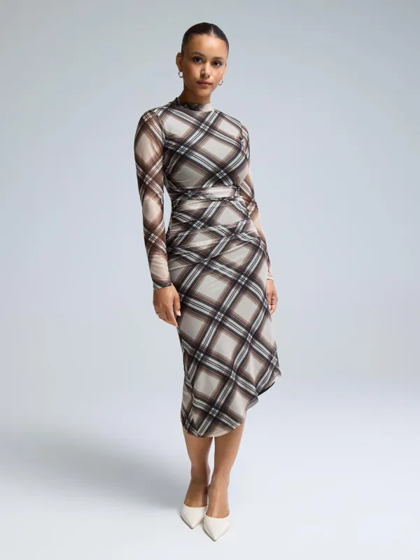 Mock Neck Plaid Midi Dress sold by Suzy Shier