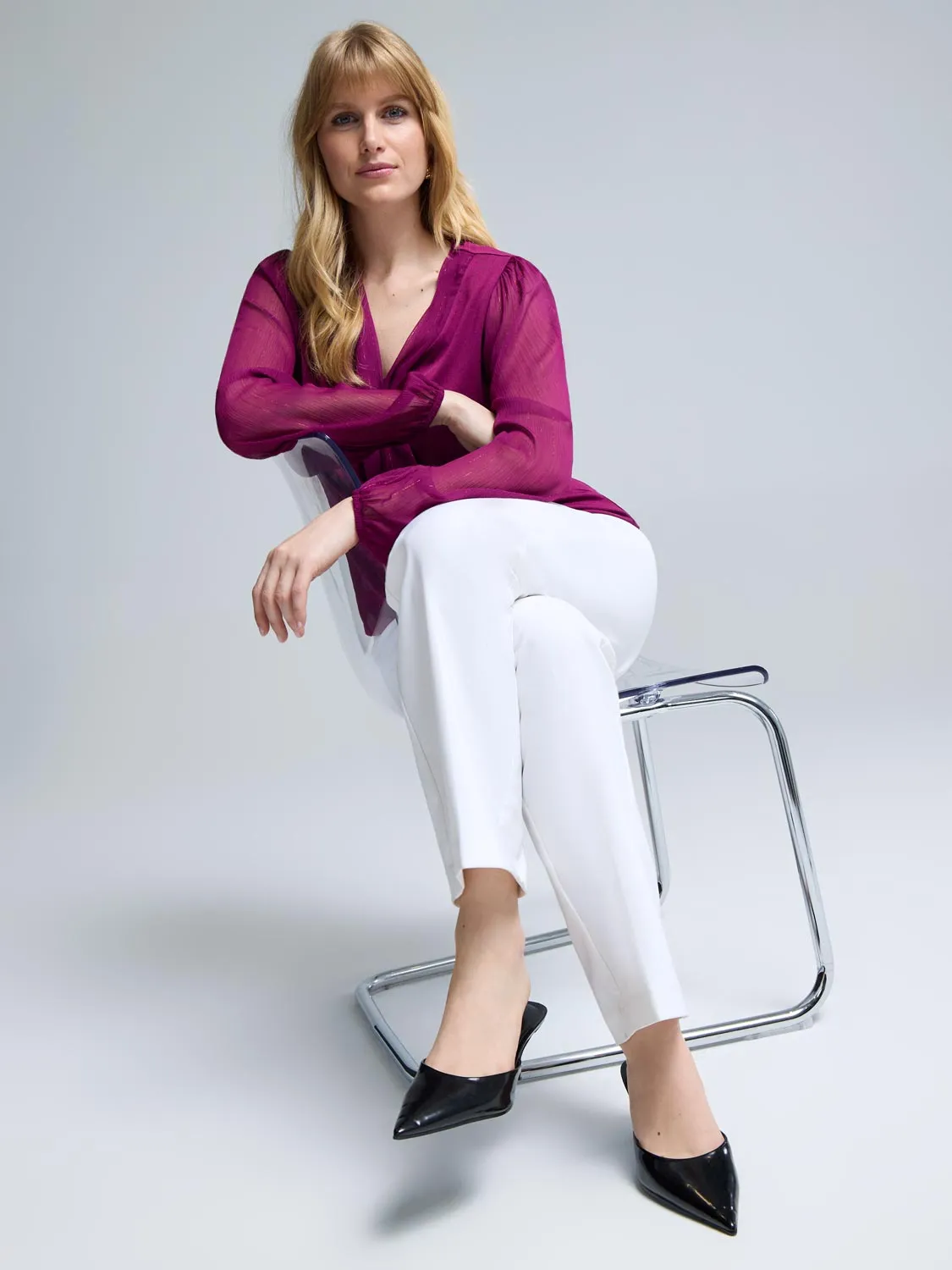 Chiffon Sleeve Metallic Top sold by Suzy Shier product image thumbnail 2