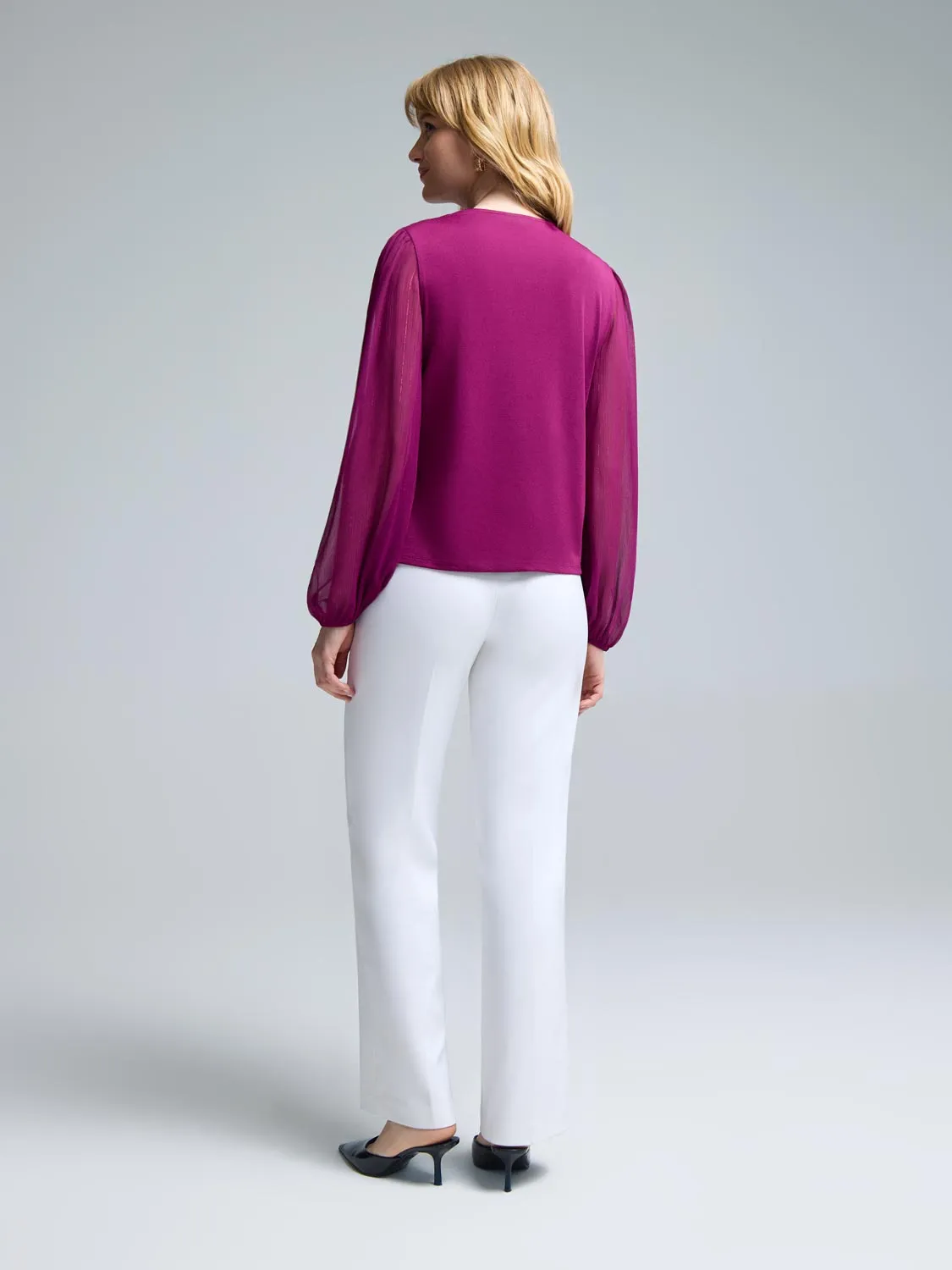 Chiffon Sleeve Metallic Top sold by Suzy Shier product image thumbnail 4