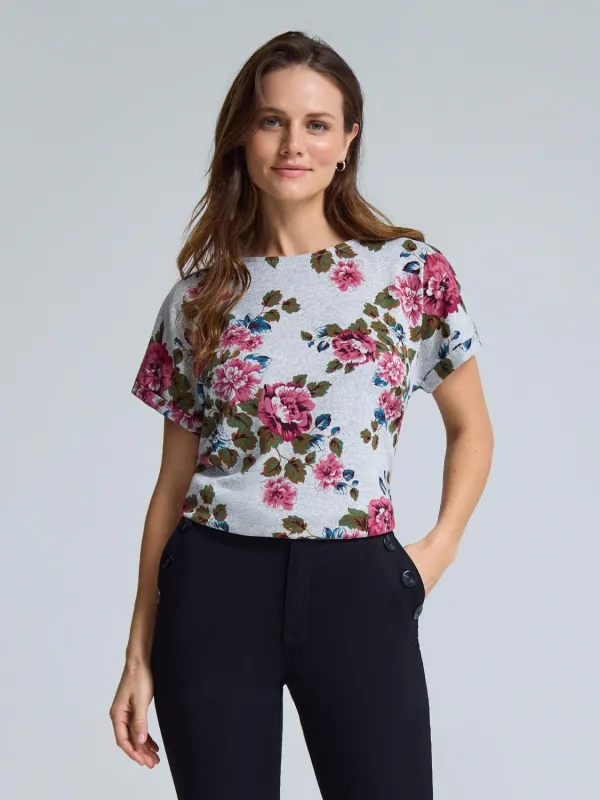 Cuffed Sleeve Floral Top sold by Suzy Shier