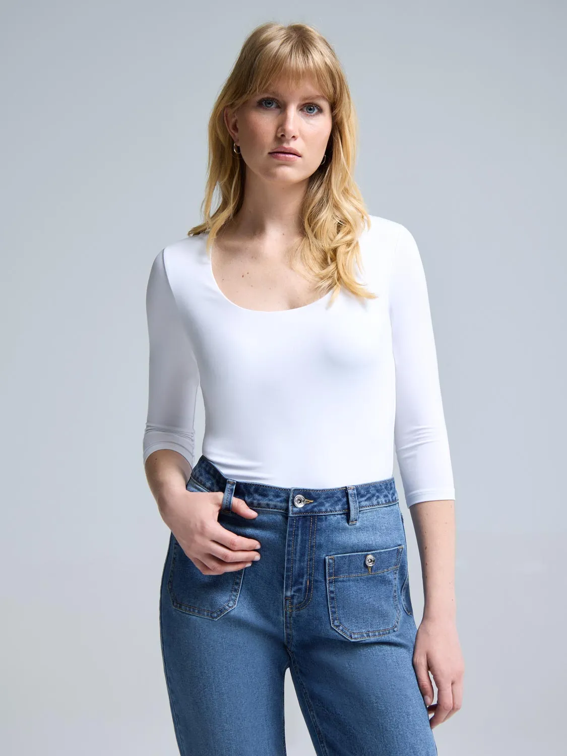 Scoop Neck 3/4 Sleeve T-Shirt sold by Suzy Shier product image thumbnail 4
