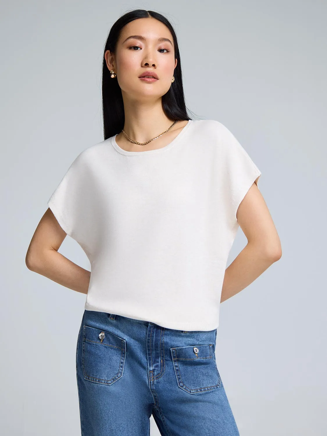 Short Sleeve Crew Neck Sweater sold by Suzy Shier