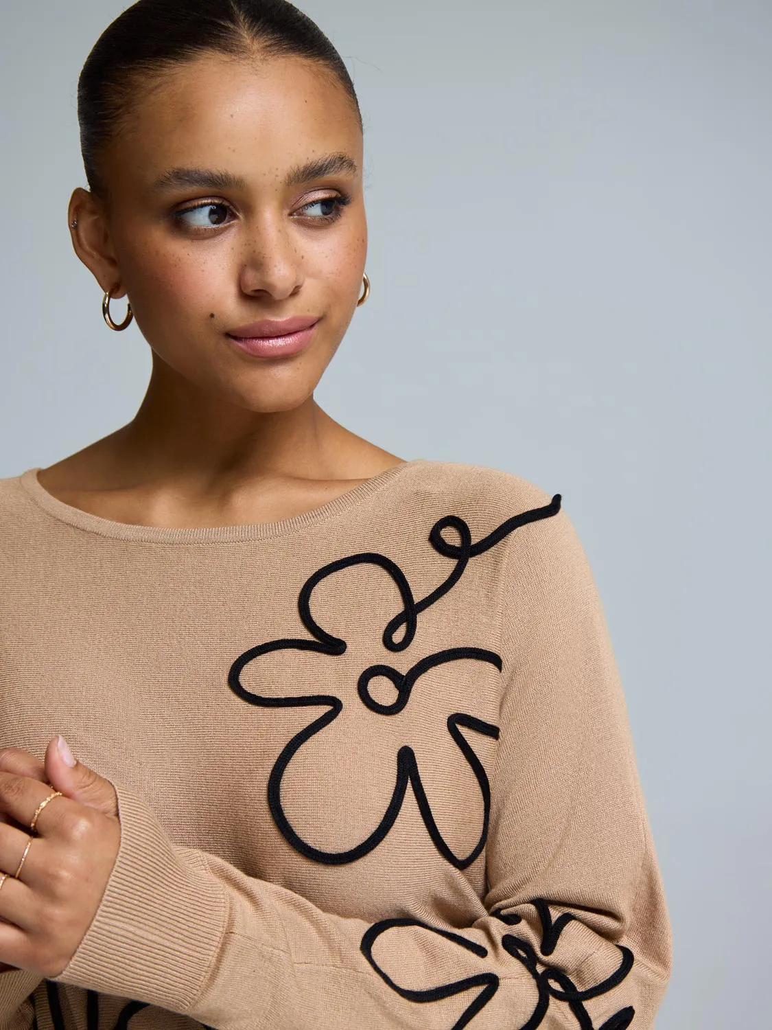 Knit Sweater With Floral Design sold by Suzy Shier product image thumbnail 2