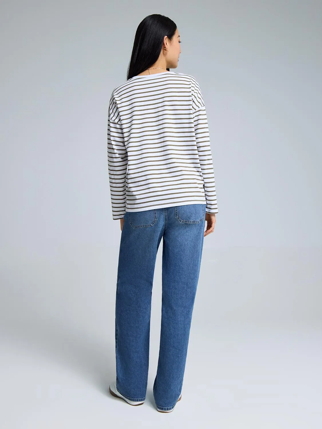 Striped Long Sleeve Cotton T-Shirt sold by Suzy Shier product image thumbnail 3