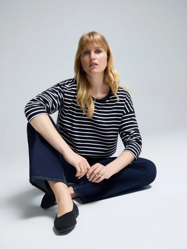 Striped Long Sleeve Cotton T-Shirt sold by Suzy Shier