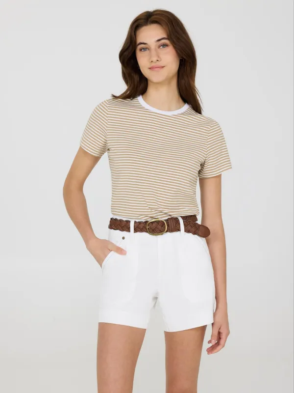 Striped Short Sleeve Screw Neck T-Shirt sold by Suzy Shier
