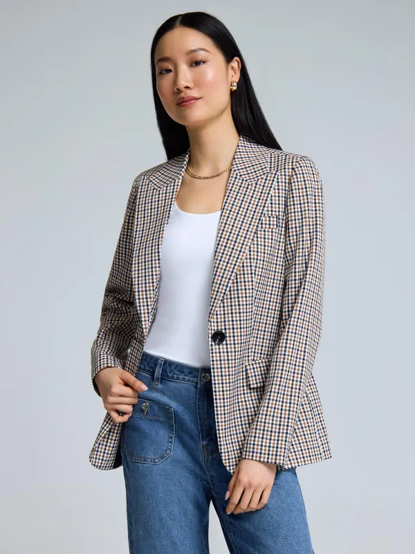 1-Button Plaid Blazer sold by Suzy Shier